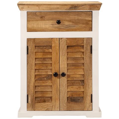 Credenza Bianca e Marrone 55x30x73 cm Massello di Mango Grezzo - Foto 2