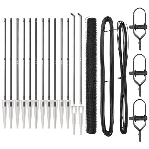 Recinzione Esagonale  Grigio 1.6x25 m Acciaio, Pali per Recinzione  con Picchetto 13 pezzi Ø32 mm 180 cm Acciaio Zincato - Foto 1