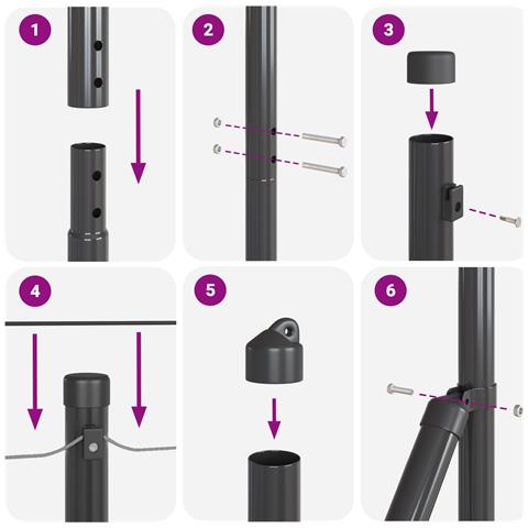 Recinzione Esagonale  Grigio 1.6x25 m Acciaio, Pali per Recinzione  con Picchetto 13 pezzi Ø32 mm 180 cm Acciaio Zincato - Foto 9