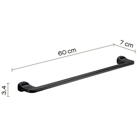 Portasalviette 60 Cm Da Muro In Acciaio Inox E Cromall St21-60 Serie Stelvio Nero Opaco - Foto 2