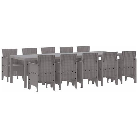 Set da Pranzo per Giardino 11 pcs Grigio chiaro Polipropilene - Foto 1