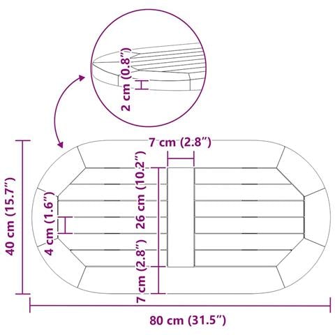 Piano del tavolo Marrone 80 x 40 x 2 cm - Foto 9