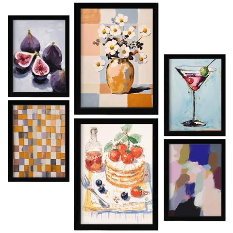 Set Di 6 Stampe Mix Di Pancake In Set, Dipinti Decorativi Estetici Per Il Tuo Soggiorno, Camera Da Letto, Casa A3 & A4 Cornice Nera - Foto 1