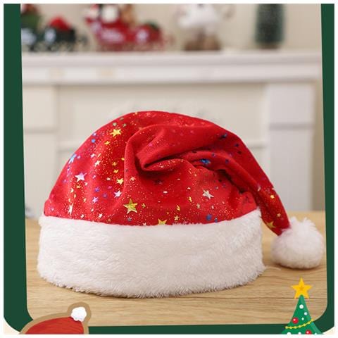 Cappello Di Natale Con Stelle Stampate - Decorazione Festiva Per Feste Red - Foto 2