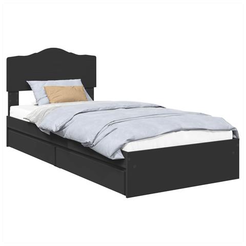 Letto con Contenitore Nero 75 x 190 cm Legno multistrato - Foto 1