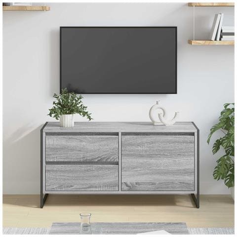 Mobile TV Grigio Sonoma 100 x 36 x 49.5 cm Legno multistrato - Foto 2