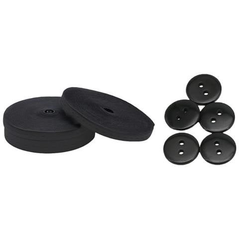 Elastico Rorzato Con Asola E 10 Bottoni - Elastico Regolabile Per Cintura Per Cucito Black - Foto 1