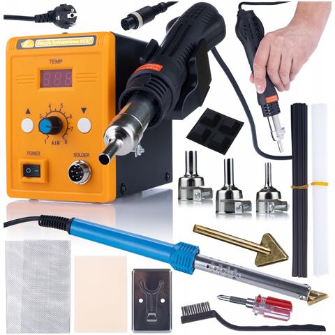 Stazione Saldante Hot-air 858d Set Con 3 Ugelli + Saldatore Blue Lark 80w Bl80w | Regolazione Temperatura | Serie Electric S - Foto 1
