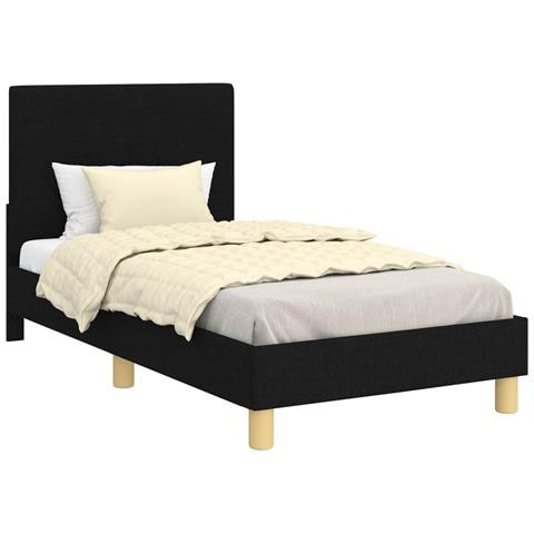 Struttura letto bambini con testata Nero 80 x 160 cm Tessuto - Foto 1