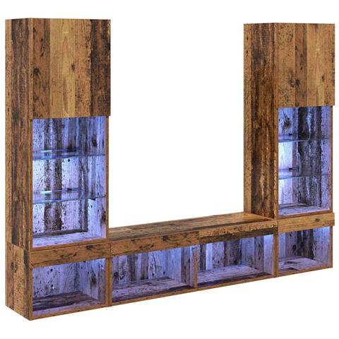 Unità a muro per TV con LED con led 5 pcs Legno vecchio - Foto 1