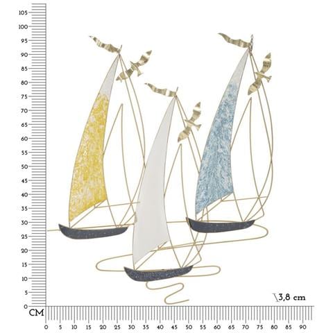 Decorazione In Metallo 3d Barche 3-multicolore-metallo-78,7x3,8x97,8 Cm - Foto 6