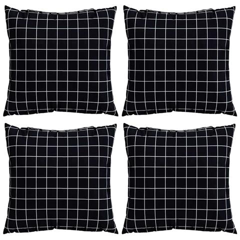 Cuscini Scatter a scacchi 4 pcs Quadro Nero 50 x 50 cm - Foto 1