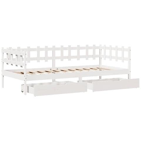 Dormeuse con Cassetti Bianco 90x190 cm Legno Massello di Pino - Foto 9