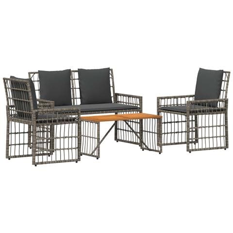 Set di Mobili da Esterno 4 pcs Nero e Grigio scuro - Foto 1