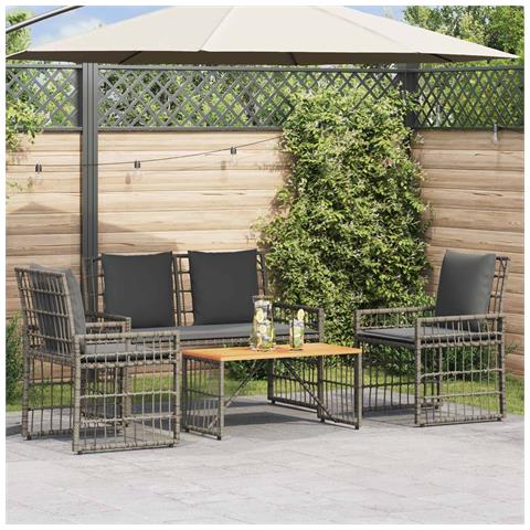 Set di Mobili da Esterno 4 pcs Nero e Grigio scuro - Foto 2