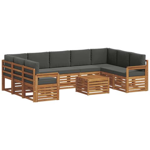 Set divani 10 pcs Naturale e Antracite Legno di Acacia Massello - Foto 1