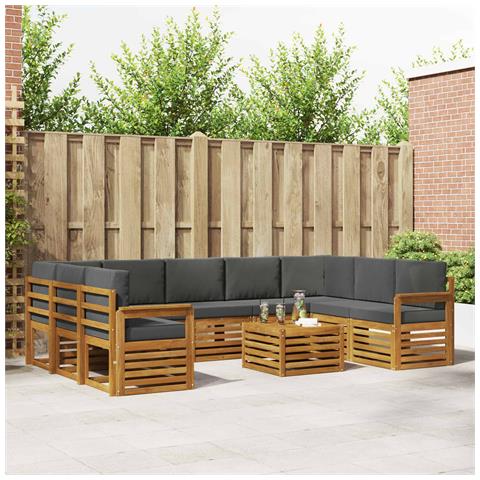 Set divani 10 pcs Naturale e Antracite Legno di Acacia Massello - Foto 2