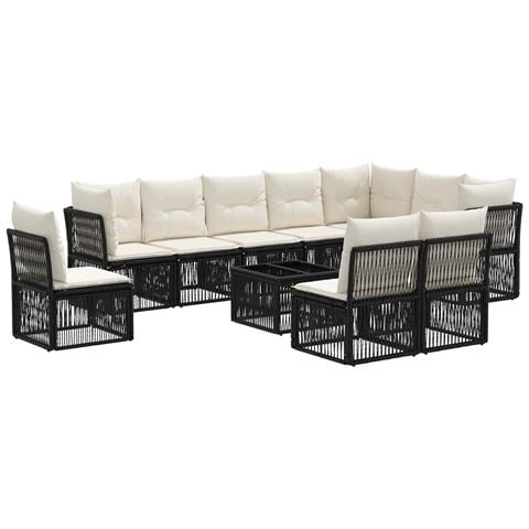 Set Divano da Giardino 11 pcs Nero polyrattan - Foto 1