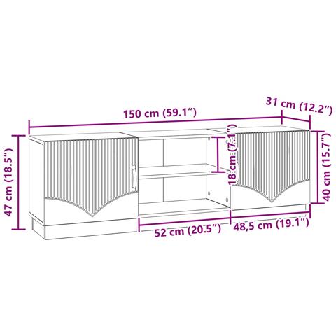 Mobile TV Nero 150 x 31 x 47 cm Legno ingegnerizzato - Foto 9
