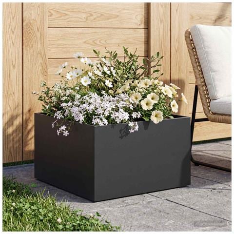 Vaso da giardino Nero 60 x 60 x 30 cm Acciaio laminato a freddo - Foto 2
