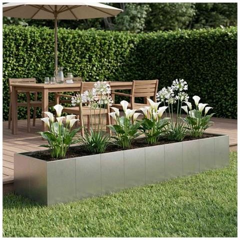 Vaso da giardino Argento 360 x 80 x 60 cm Acciaio Inox - Foto 2