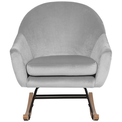 Poltrona A Dondolo In Velluto Grigio Chiaro Oxie - Foto 26
