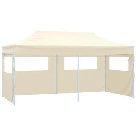 Gazebo Professionale Pieghevole Con 4 Pareti 3x6m Acciaio Crema - Foto 1