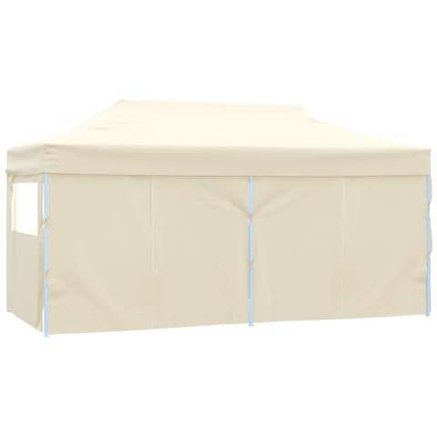 Gazebo Professionale Pieghevole Con 4 Pareti 3x6m Acciaio Crema - Foto 10