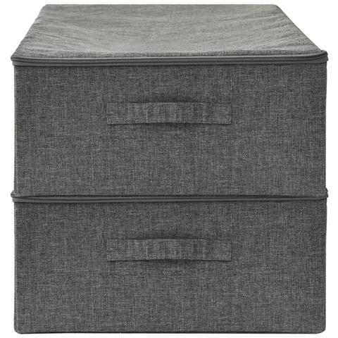 Scatole Portaoggetti 2pz in Tessuto 70x40x18 cm Antracite - Foto 2