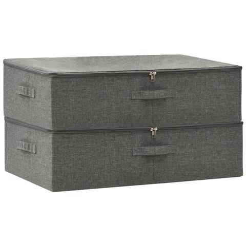 Scatole Portaoggetti 2pz in Tessuto 70x40x18 cm Antracite - Foto 1