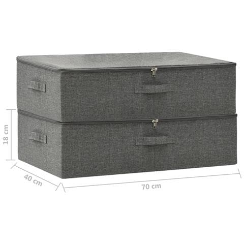 Scatole Portaoggetti 2pz in Tessuto 70x40x18 cm Antracite - Foto 10