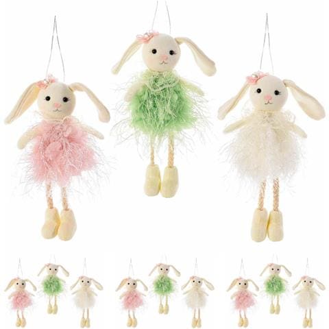 Decorazioni Pasquali Da Appendere A Forma Di Coniglietti Addobbi Primaverili Per Casa E Vetrine Set 9 Pezzi - Foto 1