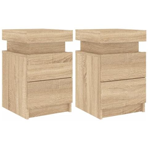 Comodini Con Luci Led 2pz Rovere Sonoma 35x39x55 Cm - Foto 2