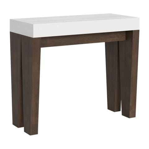 Consolle Allungabile 90x40/300 Cm Spimbo Mix Piano Bianco Frassino - Bianco Frassino /noce - Foto 1