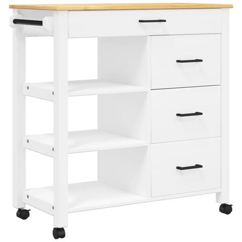 Carrello Da Cucina Monza 84x40x90 Cm In Legno Massello Di Pino - Foto 2