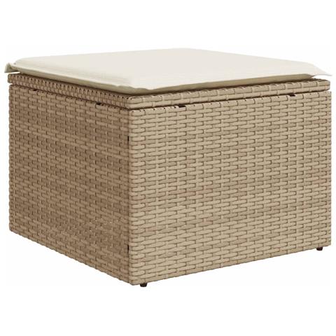 Sgabello Giardino Con Cuscino Beige 55x55x37 Cm In Polyrattan - Foto 2
