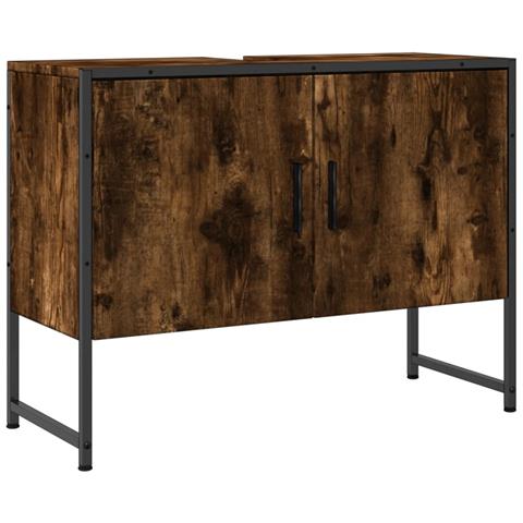 Mobile Lavabo Bagno Rovere Fumo 60x30x60 Cm Legno Multistrato - Foto 1