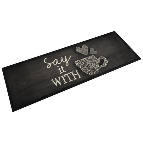 Tappeto Da Cucina Lavabile Nero Tazza 60x180 Cm In Velluto - Foto 1