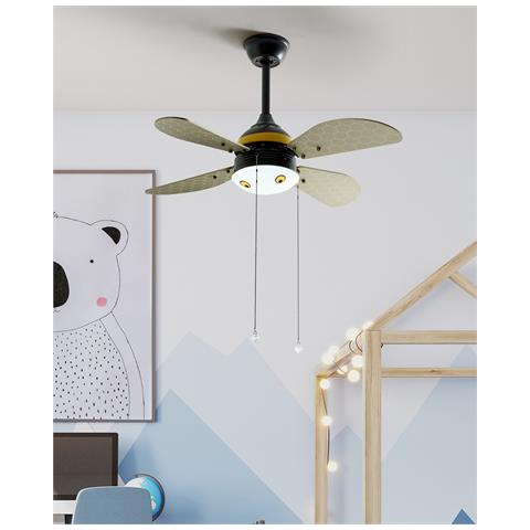 Ventilatore Da Soffitto Nero E Giallo Con Luce Dolores - Foto 1