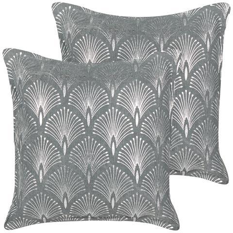Set Di 2 Cuscini Hoya Cotone 45 X 45 Cm Grigio Trama Geometrica - Foto 7