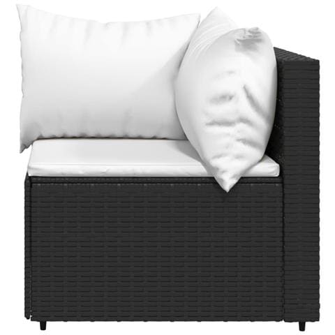 Divano Angolare da Giardino con Cuscini in Polyrattan Nero - Foto 2