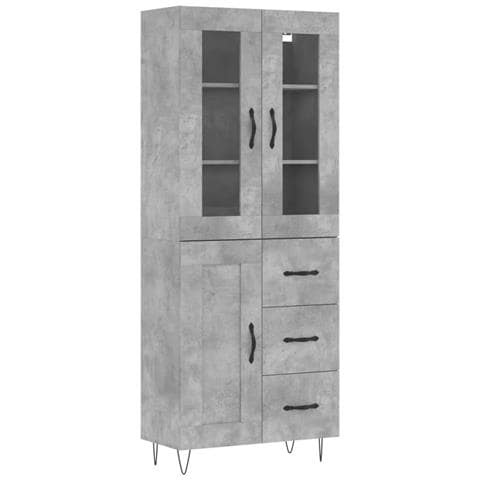 Credenza Grigio Cemento 69,5x34x180 Cm In Legno Multistrato - Foto 1
