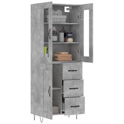 Credenza Grigio Cemento 69,5x34x180 Cm In Legno Multistrato - Foto 2