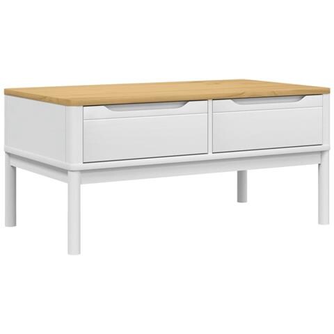 Tavolino Floro Bianco 99x55,5x45 Cm In Legno Di Pino - Foto 2