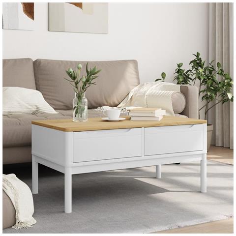 Tavolino Floro Bianco 99x55,5x45 Cm In Legno Di Pino - Foto 3