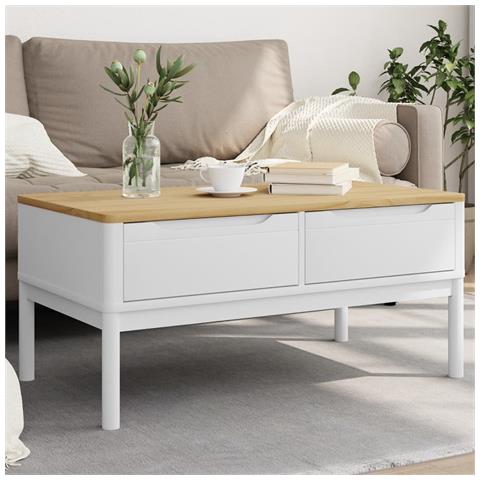 Tavolino Floro Bianco 99x55,5x45 Cm In Legno Di Pino - Foto 1