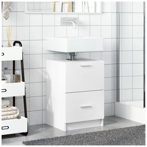 Mobile Lavabo Bianco 80x33x60 Cm In Truciolare - Foto 3