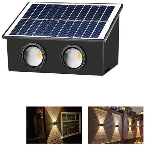 Applique Lampada 4 Led Muro Parete Solare Ip65 Bianco Caldo Giardino Te-b0572* - Foto 1
