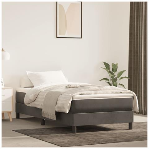 Materasso A Molle Grigio Scuro 120x190x20 Cm In Velluto - Foto 1