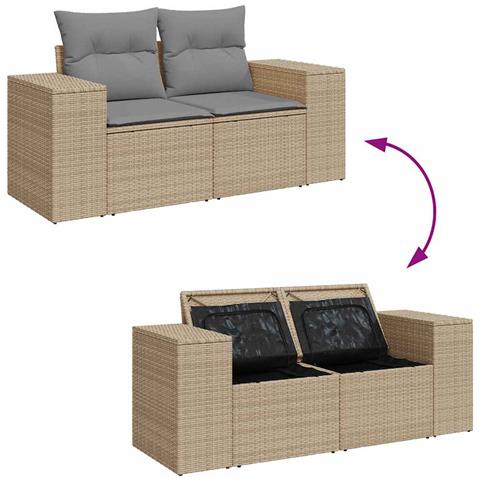 Set Divano Da Giardino 6 Pz Con Cuscini Beige In Polyrattan - Foto 10